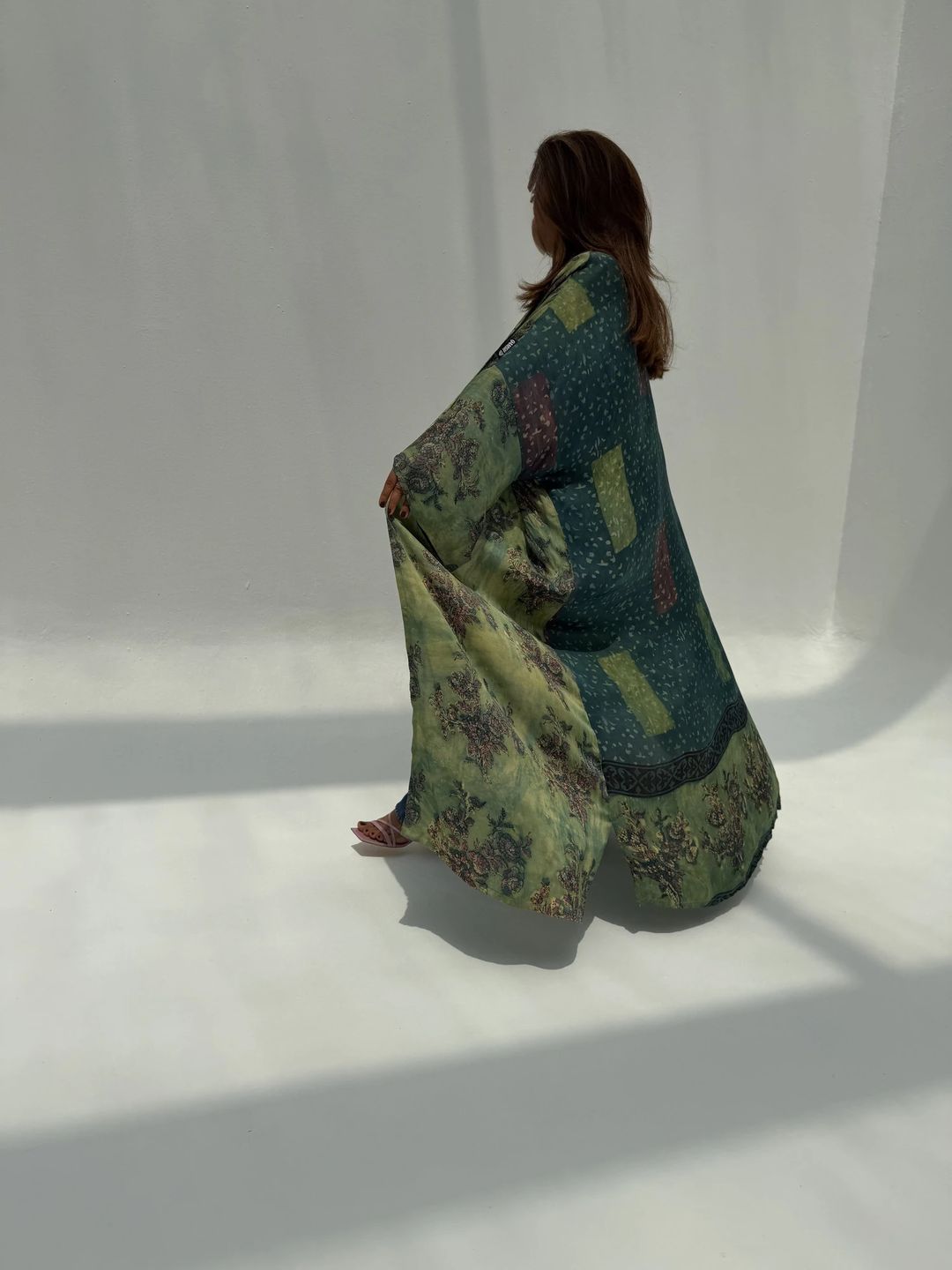 Bisht Pure Silk Handblock Abaya U 4 - 16