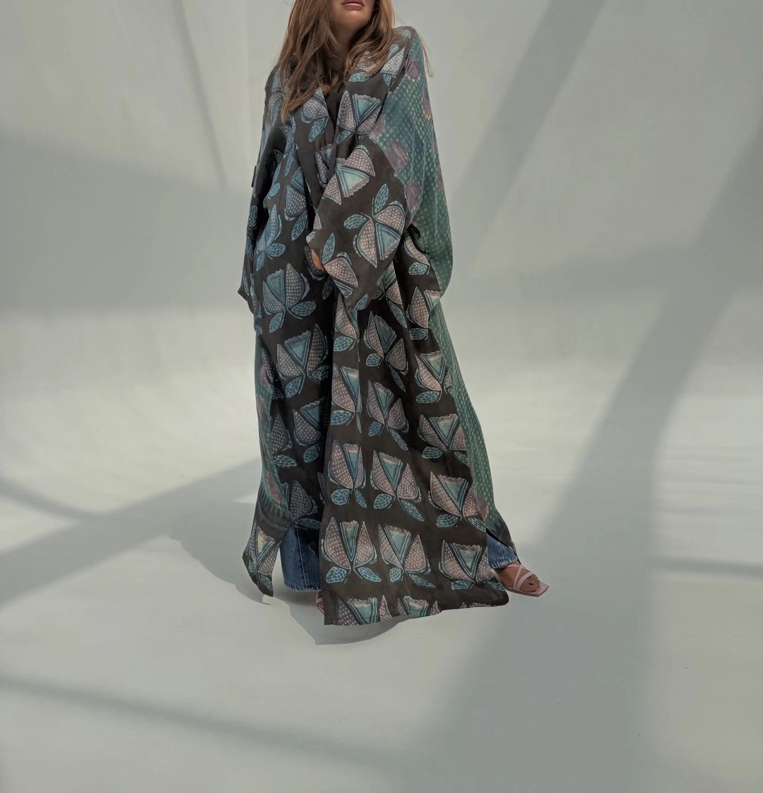 Bisht Pure Silk Handblock Abaya U 9 - 10
