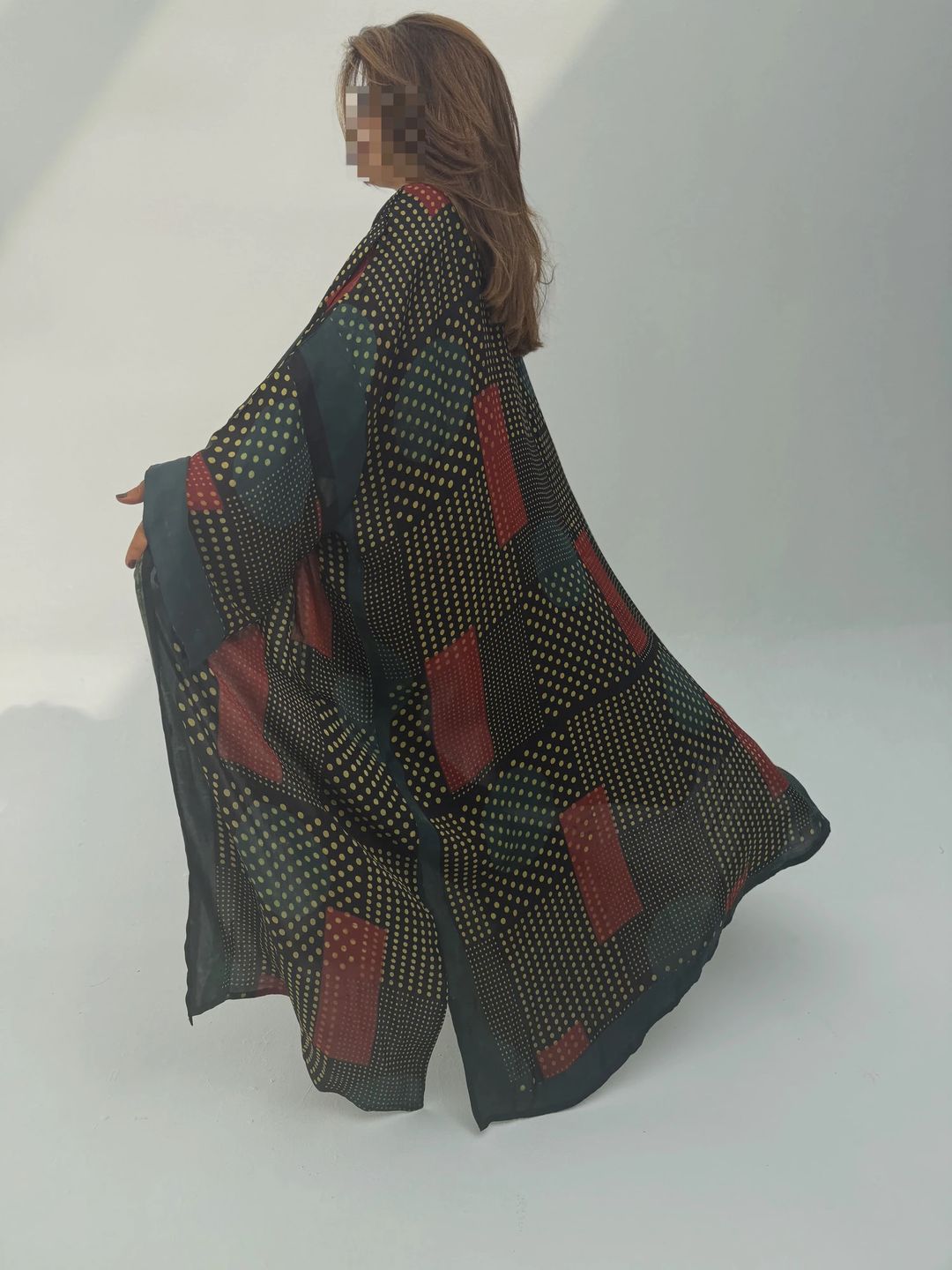 Bisht Pure Silk Handblock Abaya U13 - 4