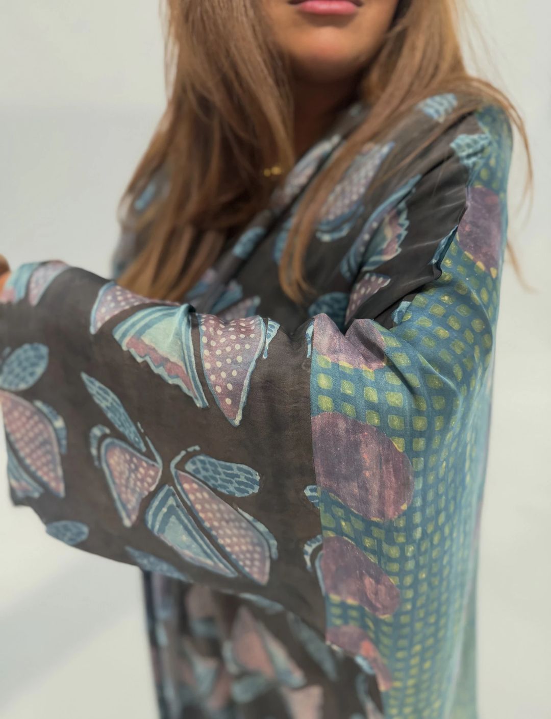 Bisht Pure Silk Handblock Abaya U 9 - 11