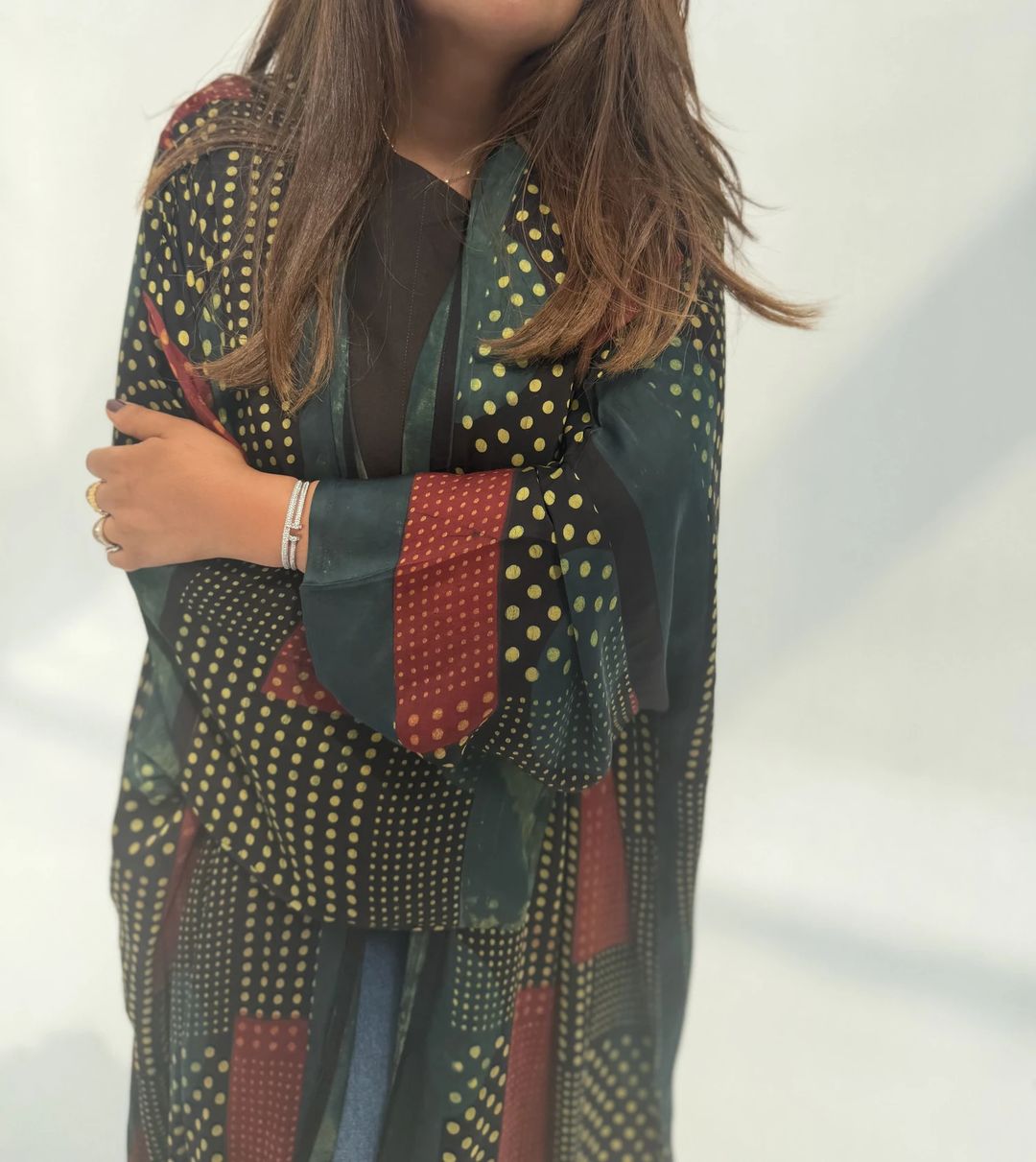 Bisht Pure Silk Handblock Abaya U13 - 8