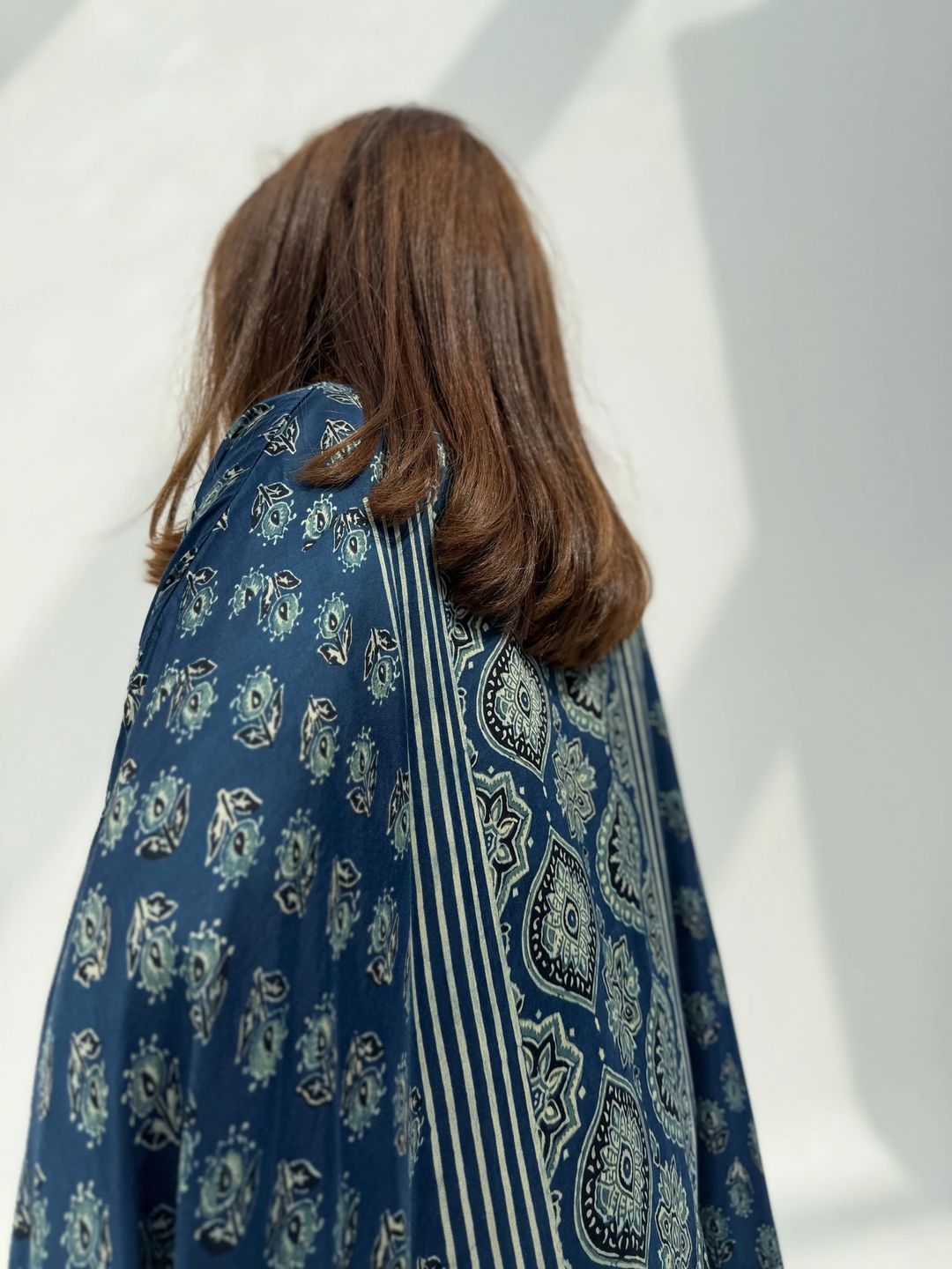 Bisht Pure Silk Handblock Abaya C18 - 5