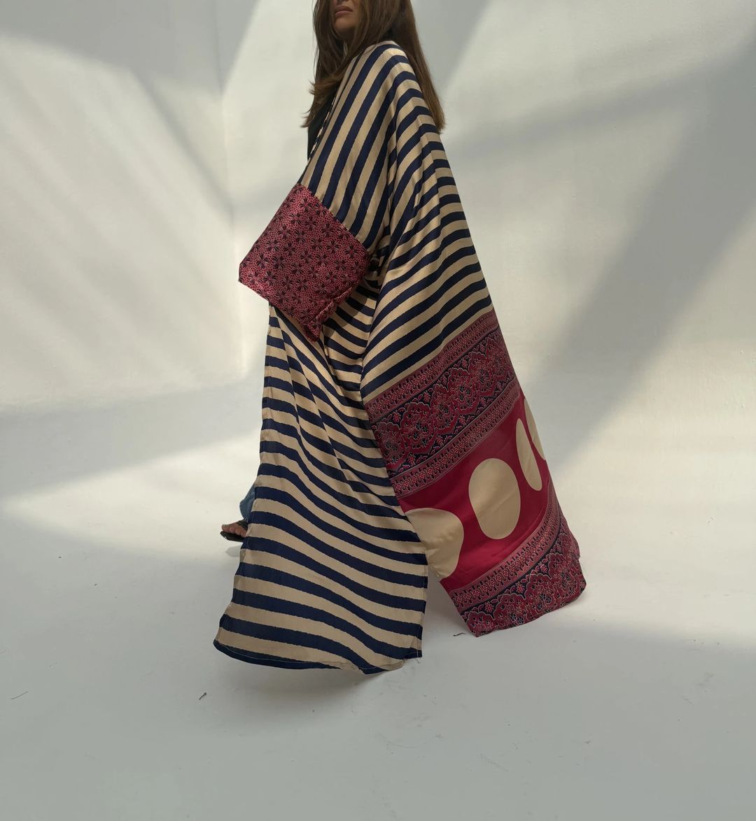 AS IS Light Crepe Digital Print Bisht Abaya C2 - 8