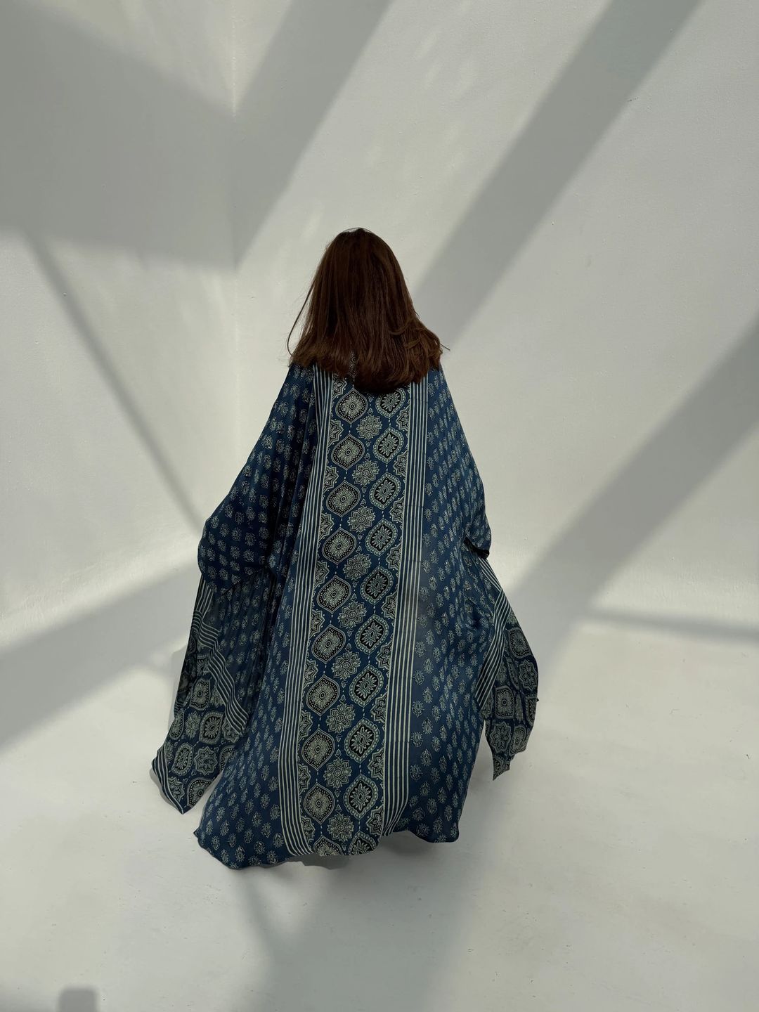 Bisht Pure Silk Handblock Abaya C18 - 7