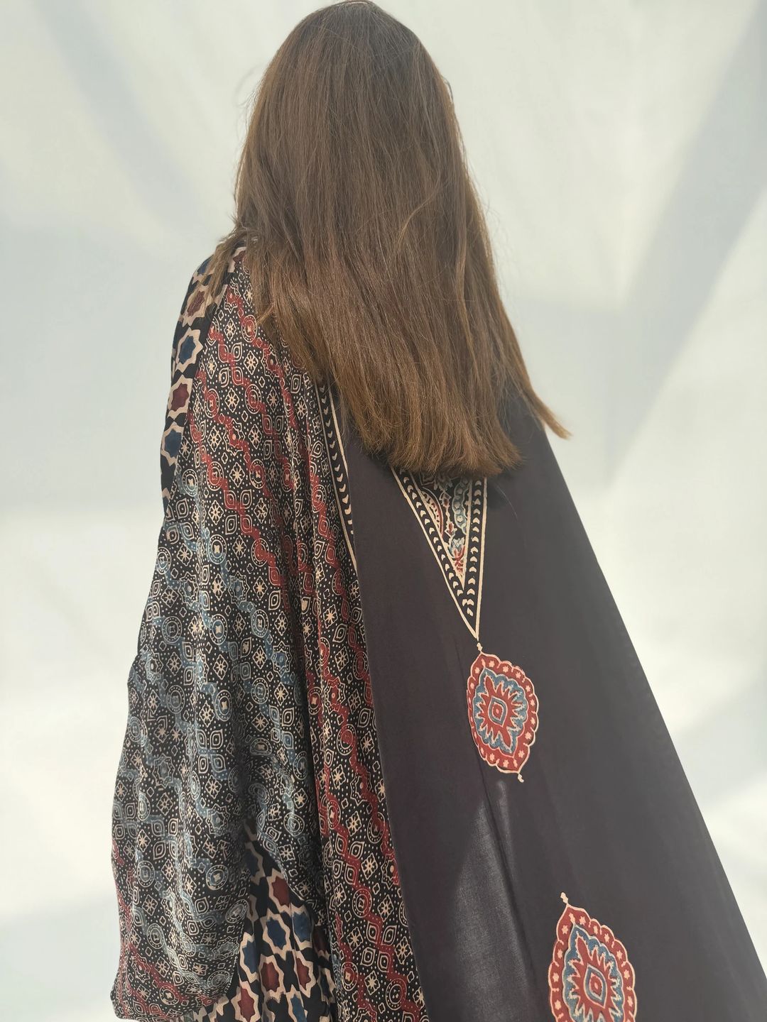 Bisht Pure Silk Handblock Abaya C14 - 4