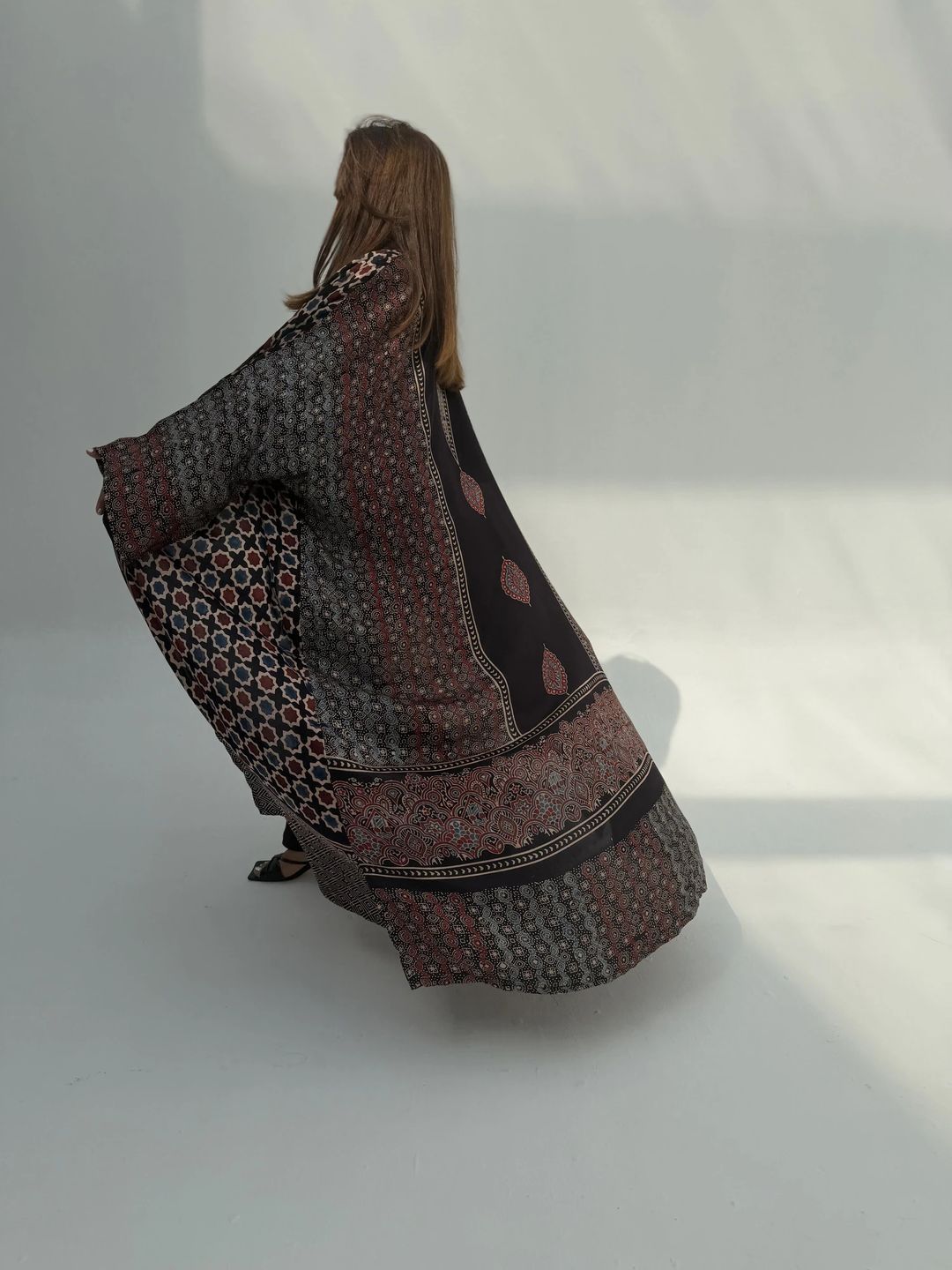 Bisht Pure Silk Handblock Abaya C14 - 7