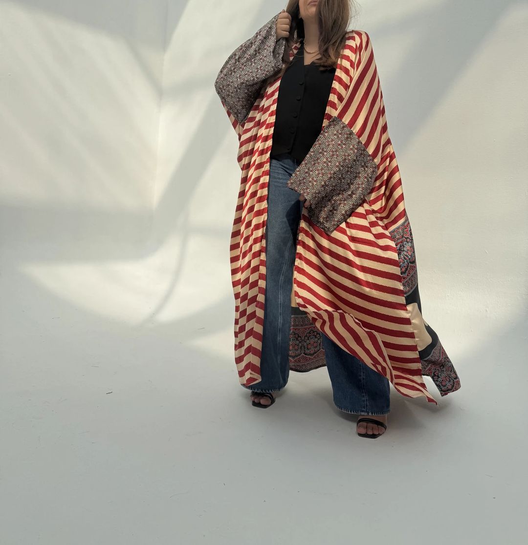 Light Crepe Digital Print Bisht Abaya C7 - 7