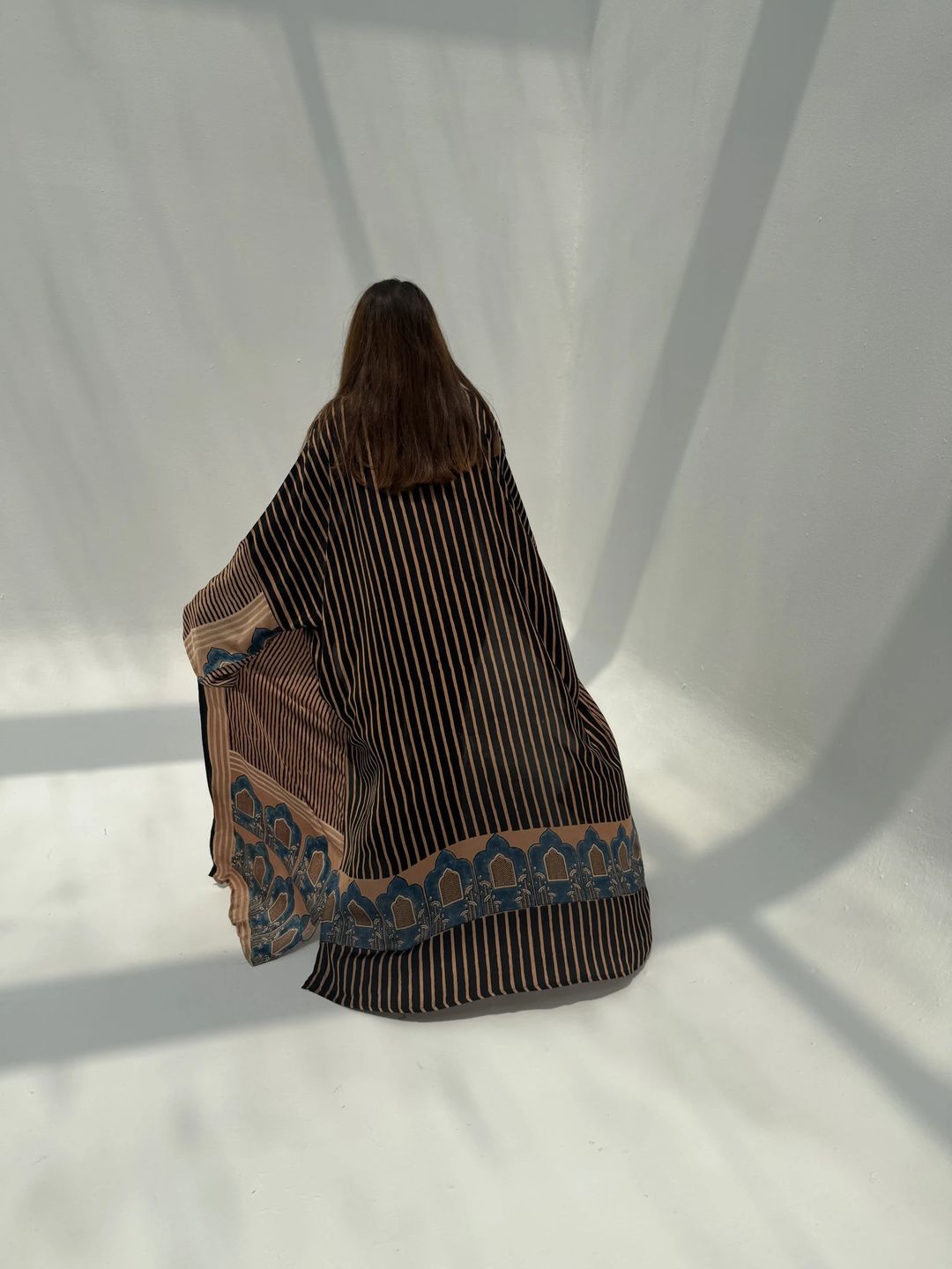 Bisht Pure Silk Handblock Abaya C6 - 7