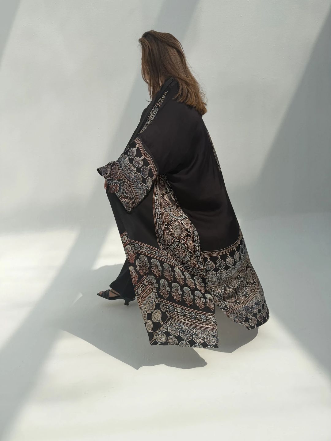 Bisht Pure Silk Handblock Abaya C8 - 8