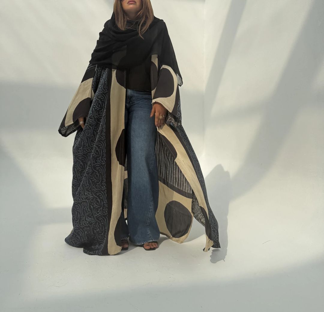 Bisht Pure Silk Handblock Abaya U15 - 7