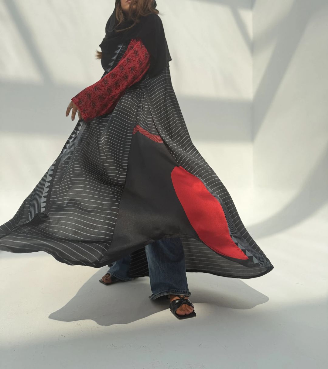 Silk Digital Print Cloche Abaya A8 - 3