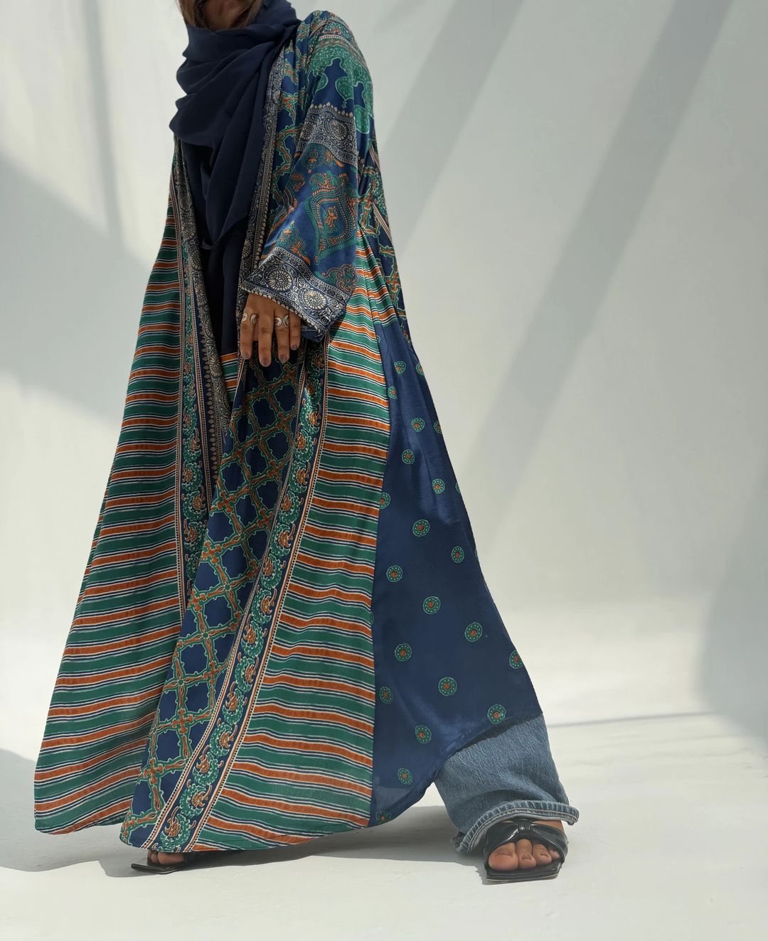 Silk Digital Print Cloche Abaya A1 - 10