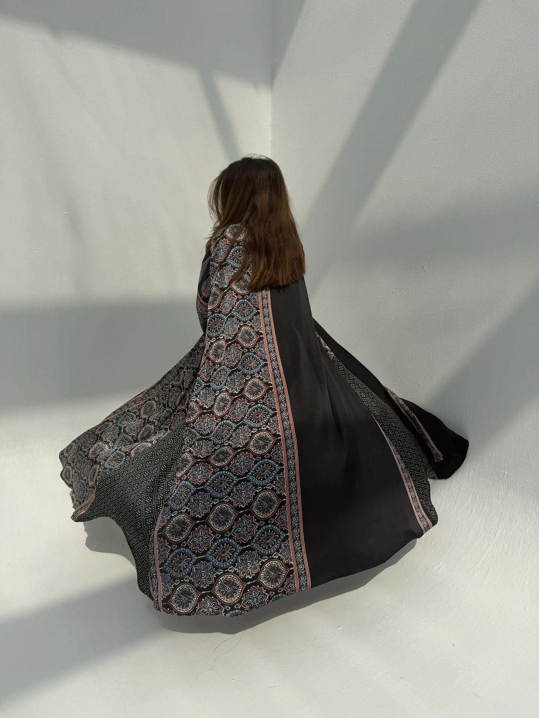 Silk Digital Print Cloche Abaya A6 - 3