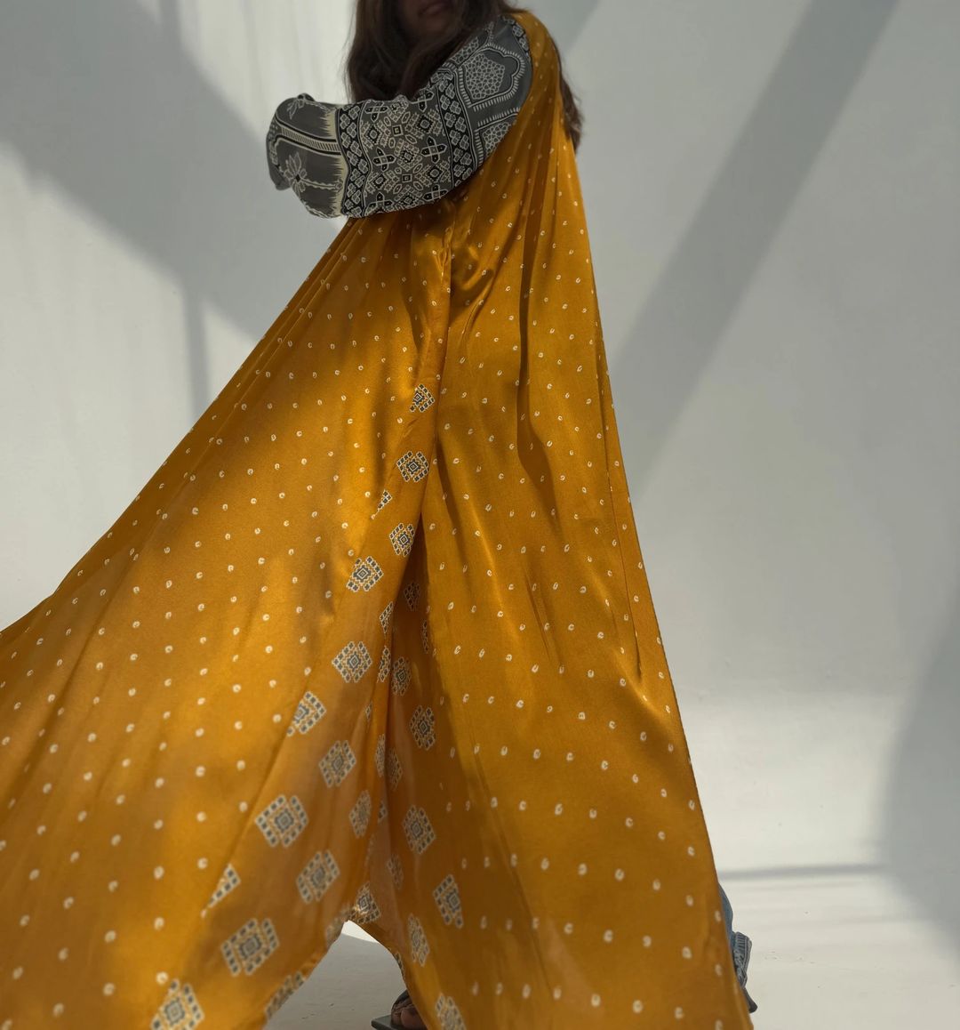 Silk Digital Print Cloche Abaya A2 - 11