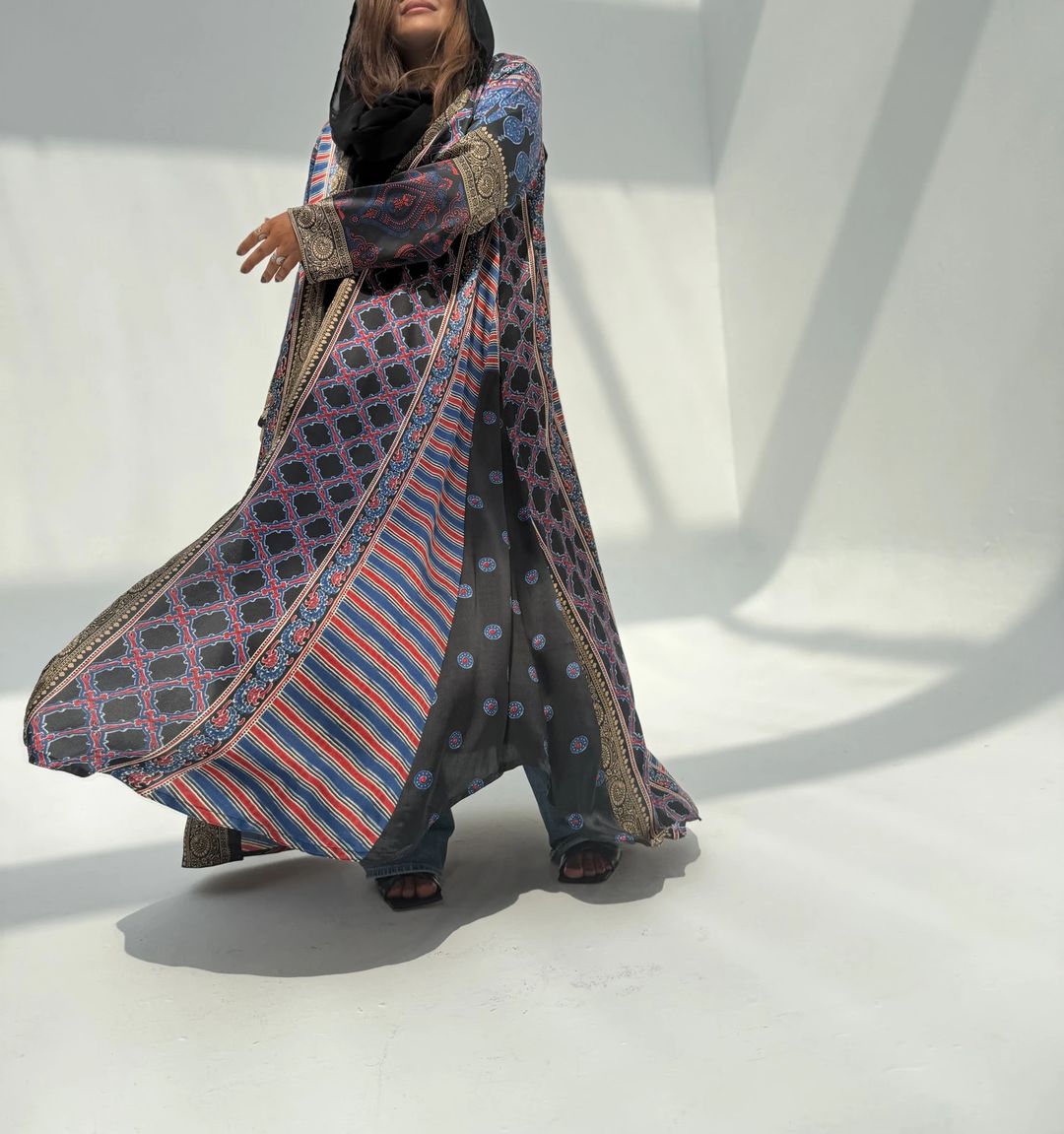 Silk Digital Print Cloche Abaya A4 - 1