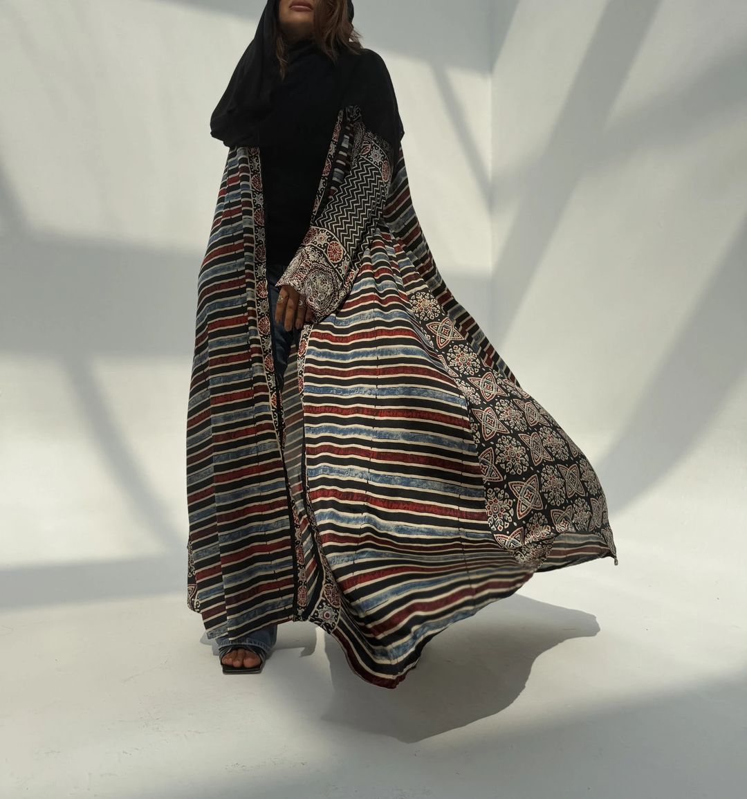 Silk Digital Print Cloche Abaya A7 - 2