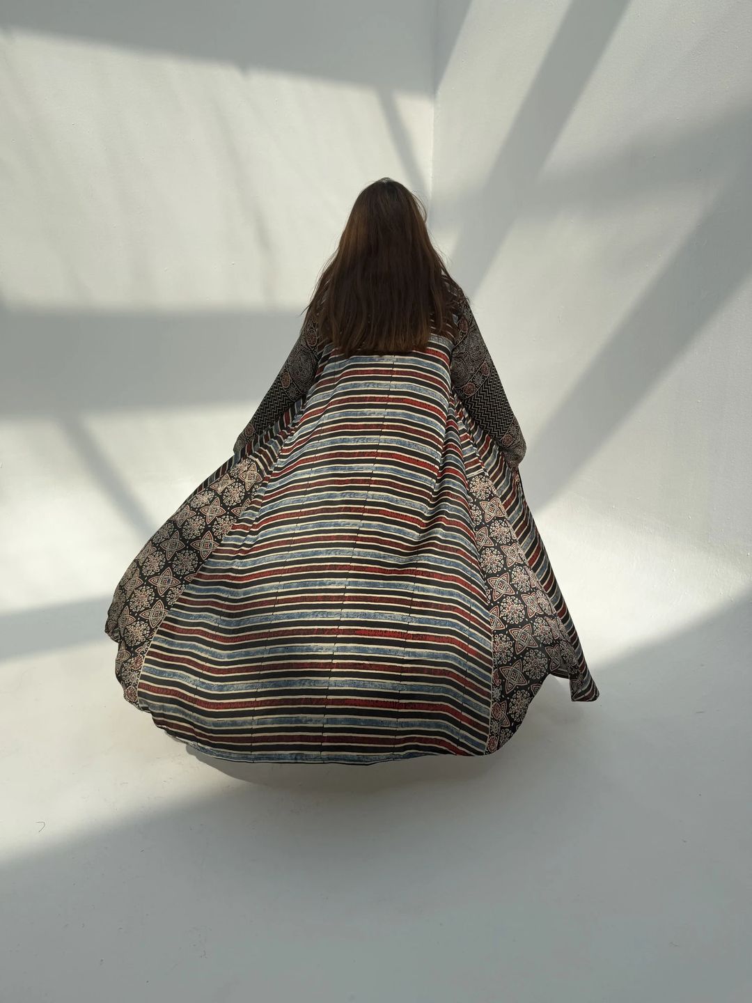 Silk Digital Print Cloche Abaya A7 - 9