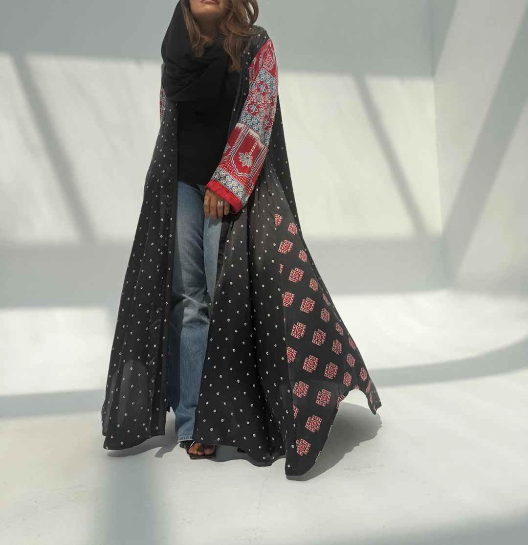 Silk Digital Print Cloche Abaya A5 - 1