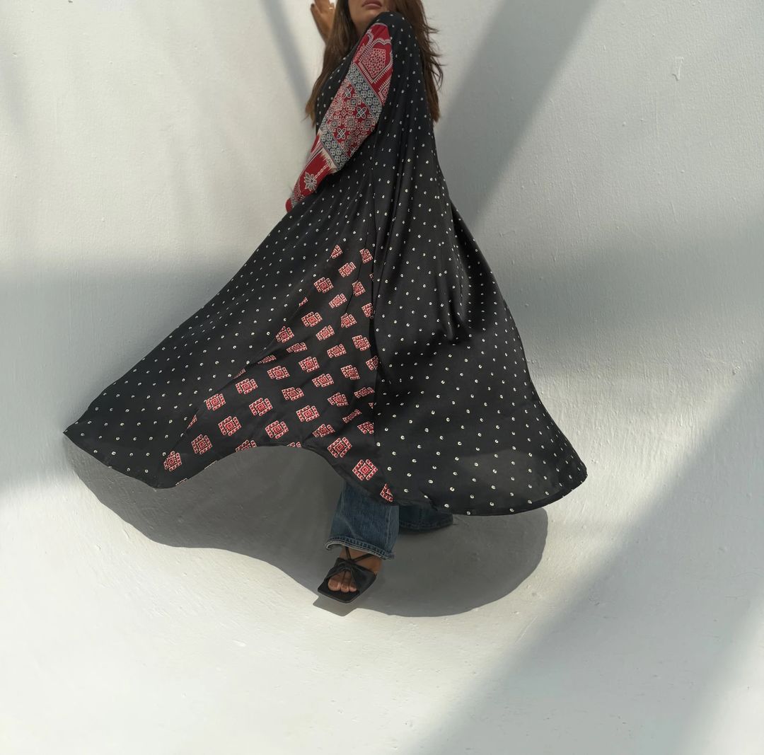 Silk Digital Print Cloche Abaya A5 - 2