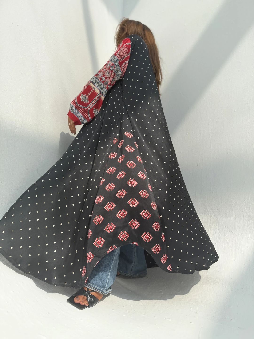 Silk Digital Print Cloche Abaya A5 - 7
