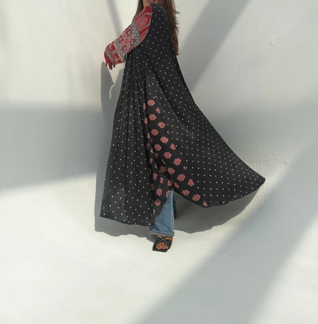 Silk Digital Print Cloche Abaya A5 - 12