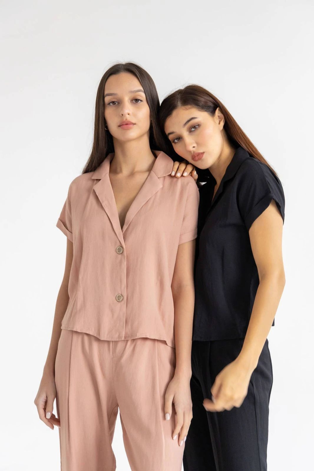 Women’s Linen Two-Piece Set – Button Front Shirt & Pants | ML302 - 4
