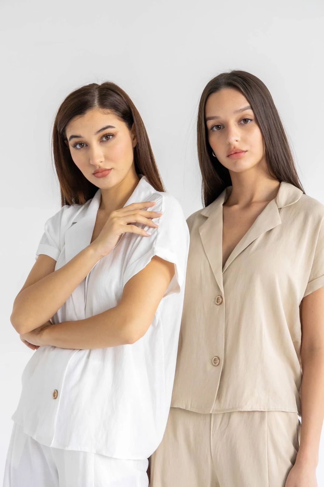 Women’s Linen Two-Piece Set – Button Front Shirt & Pants | ML302 - 2