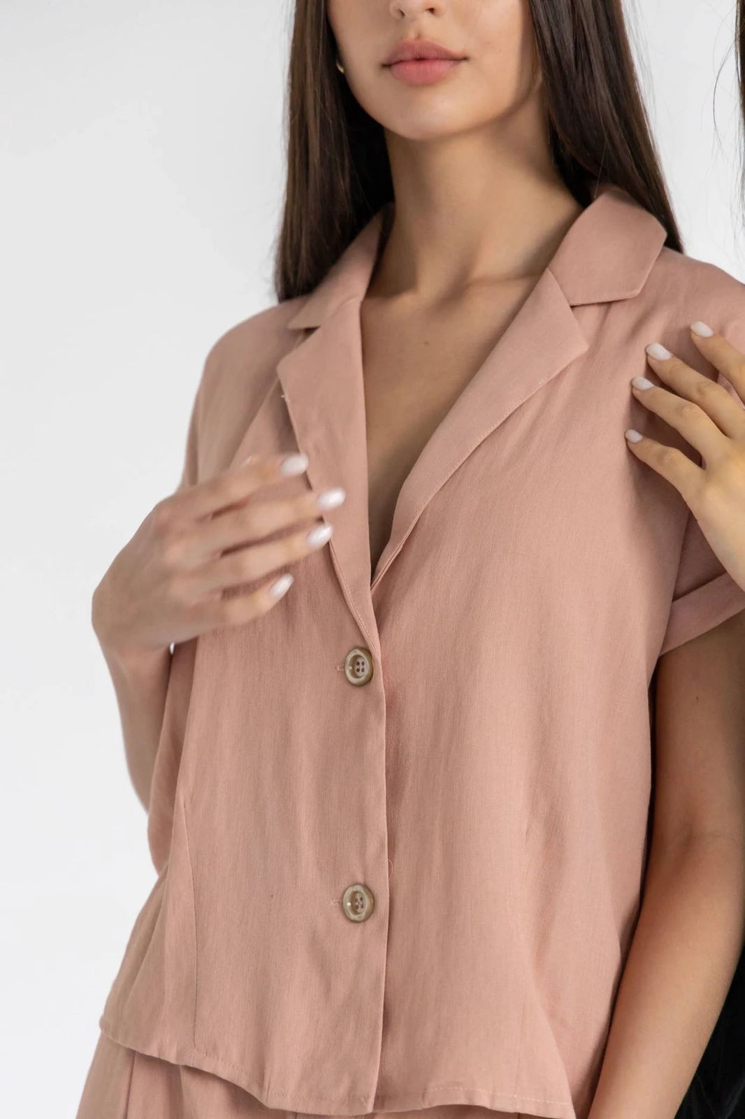 Women’s Linen Two-Piece Set – Button Front Shirt & Pants | ML302 - 6