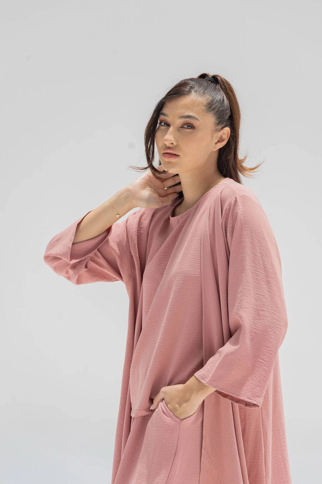 Women’s Crepe Travel Three-Piece Set – Cardigan, Shirt & Pants | TR405 - 4