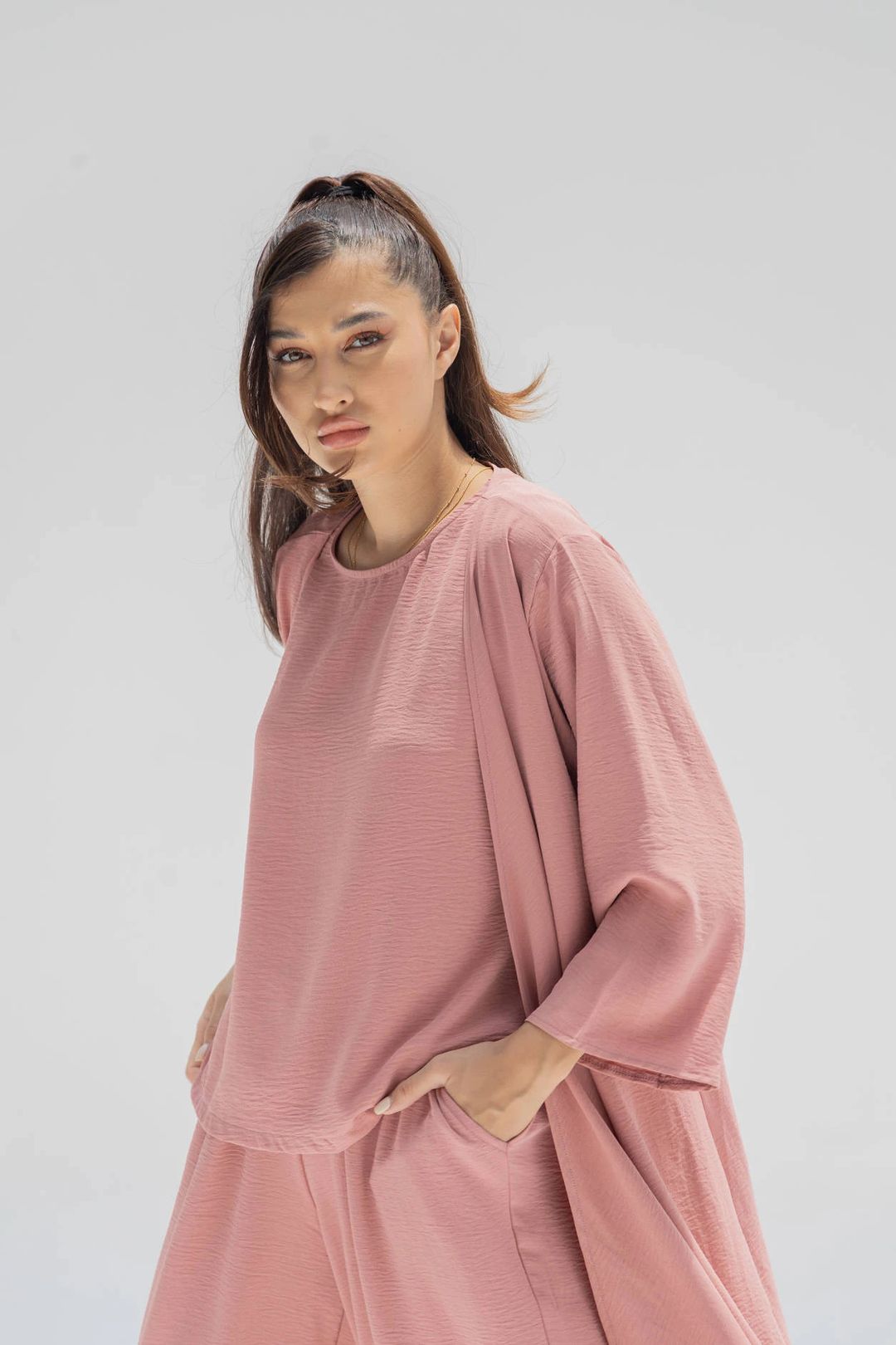 Women’s Crepe Travel Three-Piece Set – Cardigan, Shirt & Pants | TR405 - 6