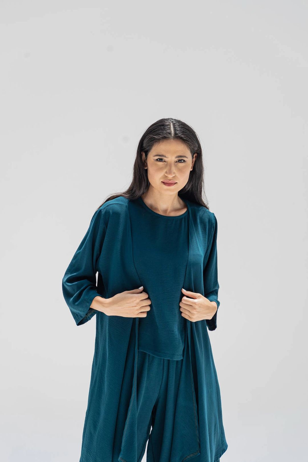 Women’s Crepe Travel Three-Piece Set – Cardigan, Shirt & Pants | TR405 - 9