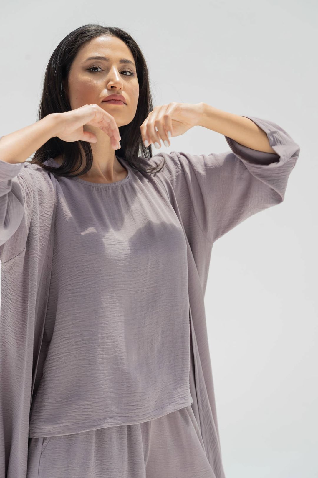 Women’s Crepe Travel Three-Piece Set – Cardigan, Shirt & Pants | TR405 - 17