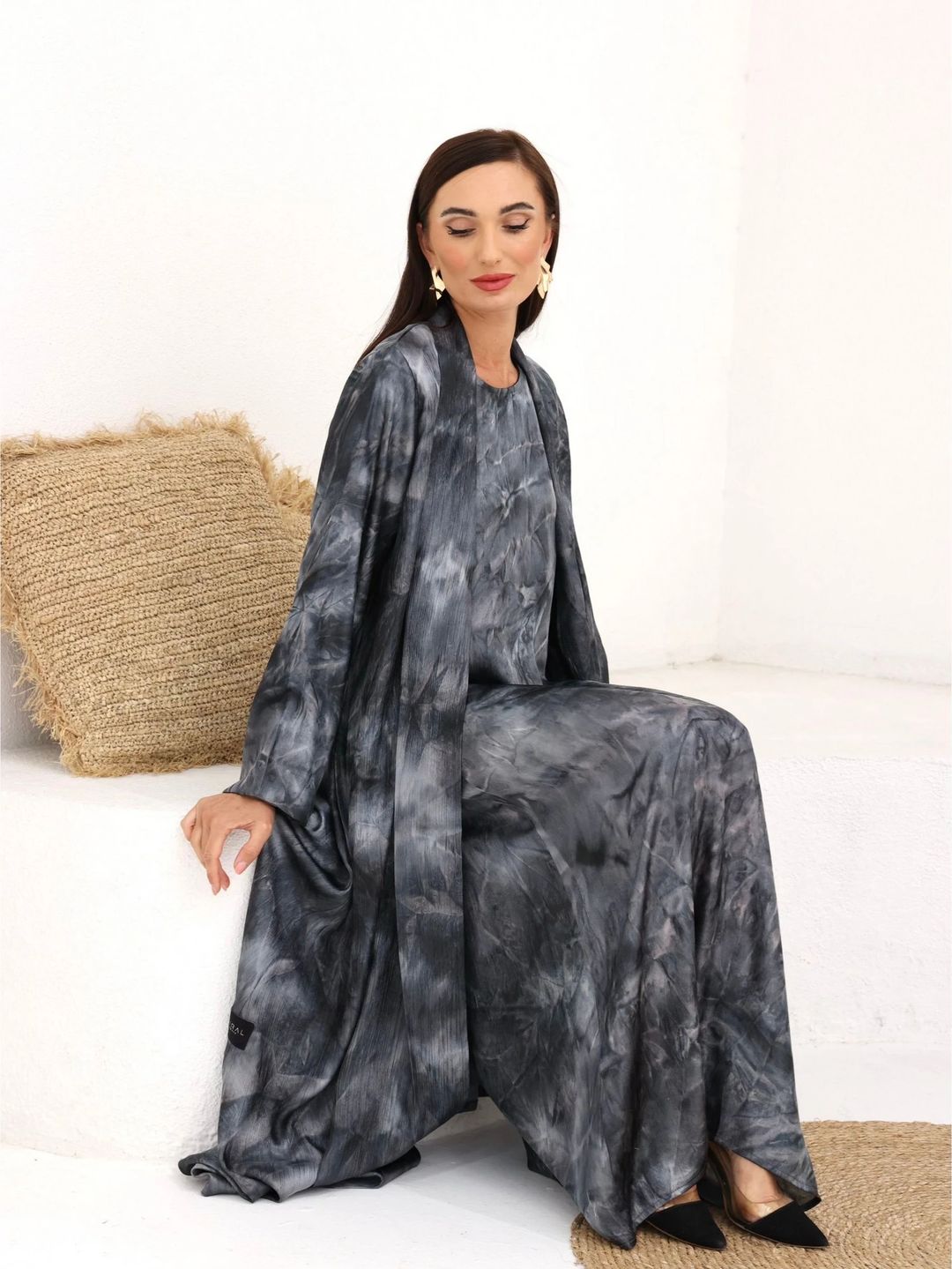 طقم عباية نسائي أنيق – عباية + دريس + شيلة | wb165 - 9