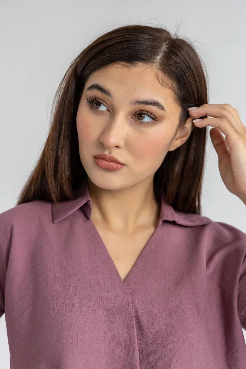 Women’s Linen Two-Piece Set – Relaxed Modest Fit | L430 - 2