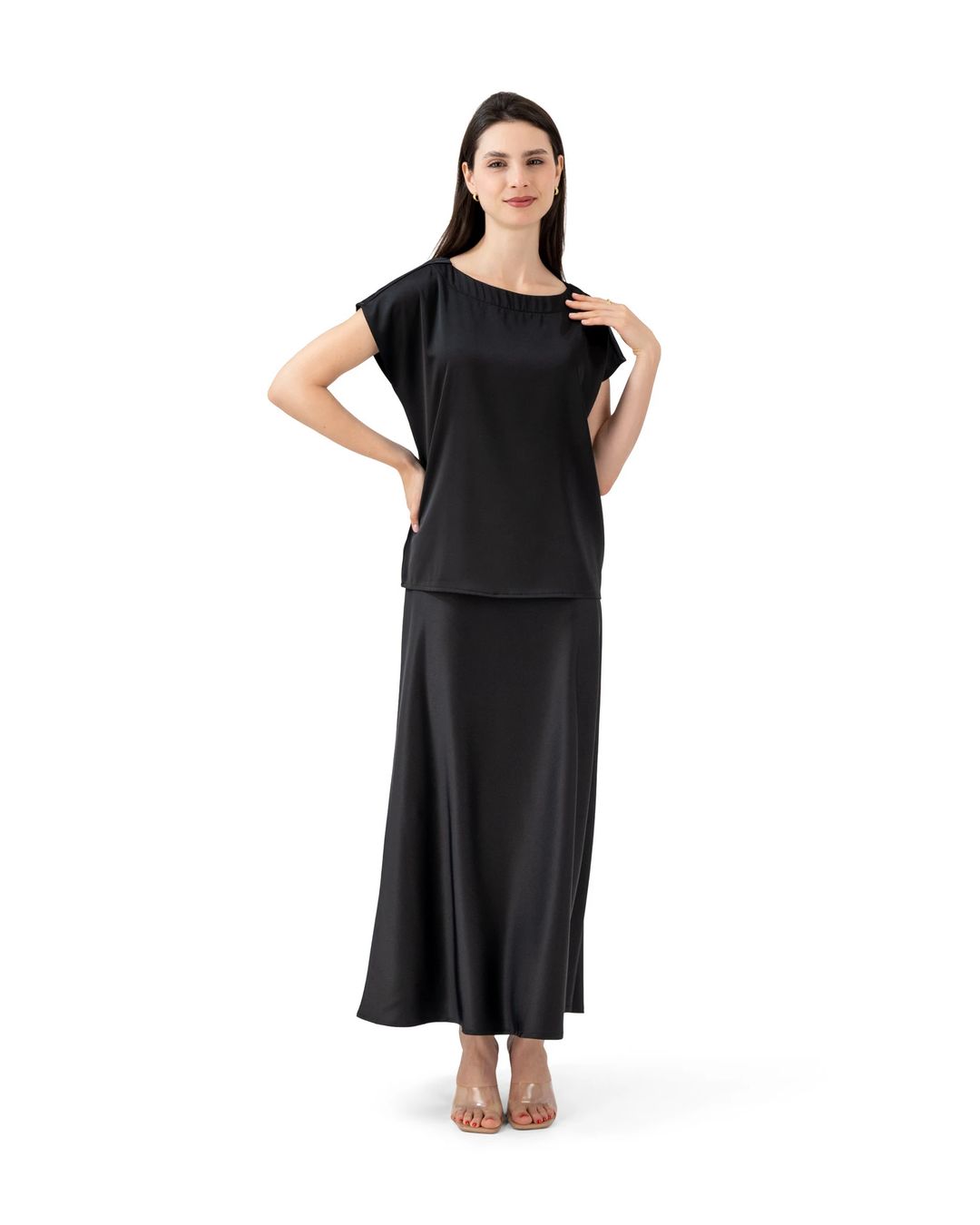 Satin Crepe Skirt Set - T118 - 3