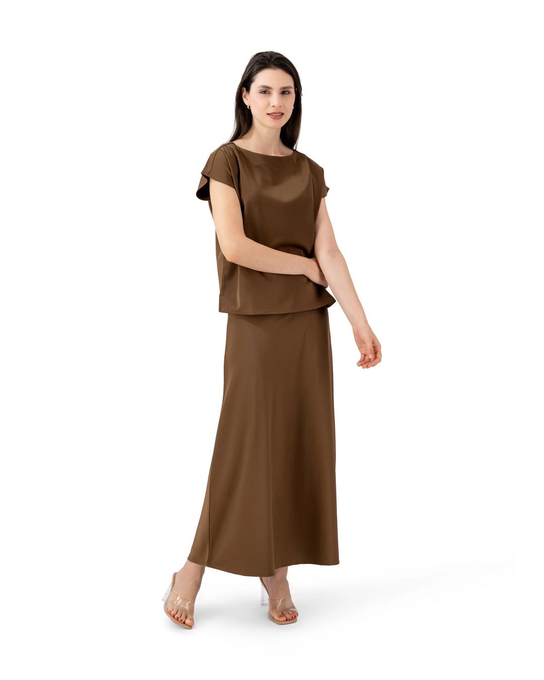 Satin Crepe Skirt Set - T118 - 5
