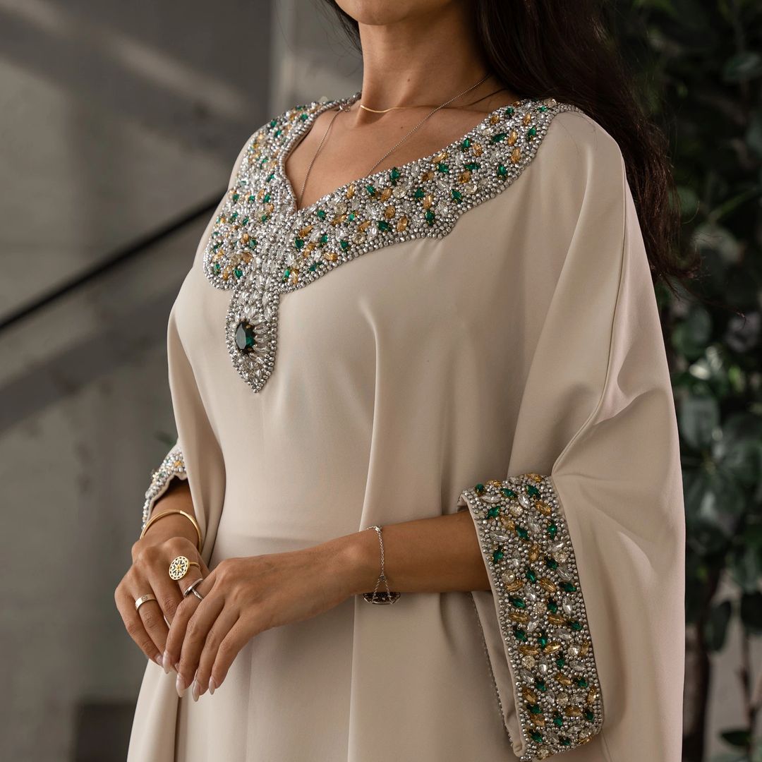 Luxury Crystal-Embroidered Kaftan – Premium Evening Glow Collection - 2