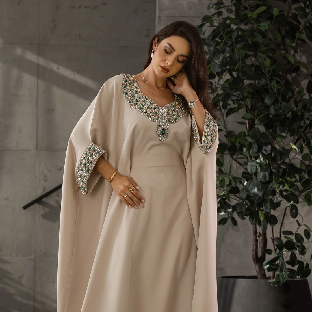 Luxury Crystal-Embroidered Kaftan – Premium Evening Glow Collection - 3