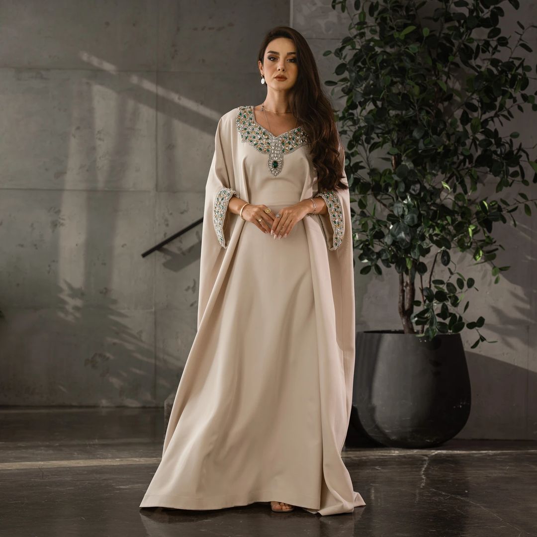Luxury Crystal-Embroidered Kaftan – Premium Evening Glow Collection - 5