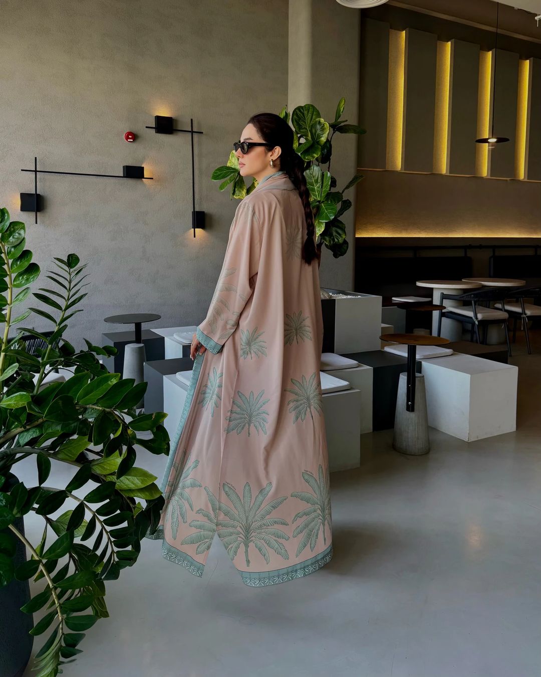 Sugar Babes Classic Palm Printed Abaya Set – Matching Trousers & Scarf - 4