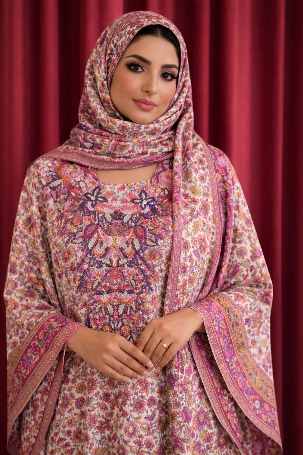 Satin Kaftan - Pink - 2