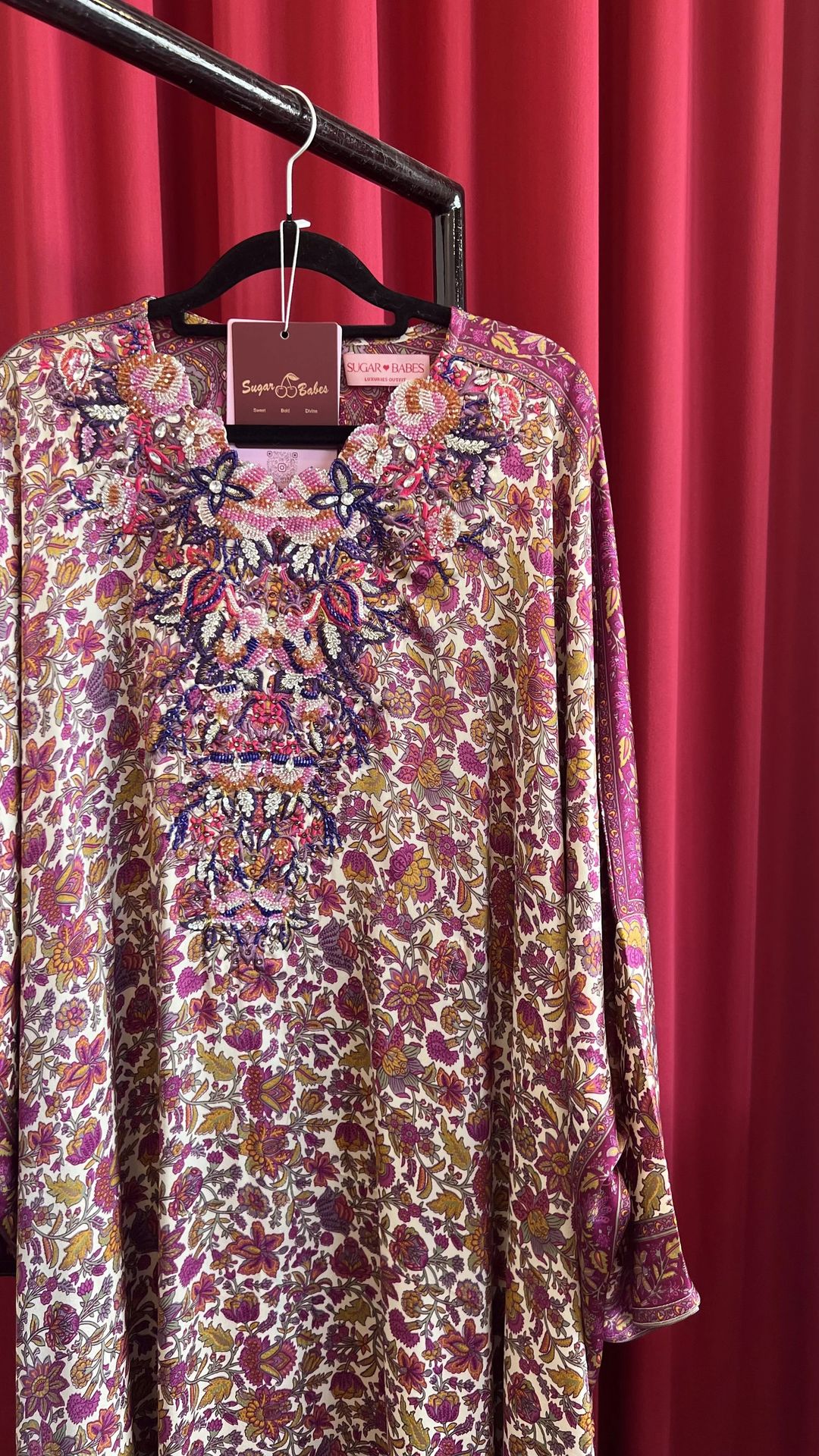 Satin Kaftan - Pink - 3
