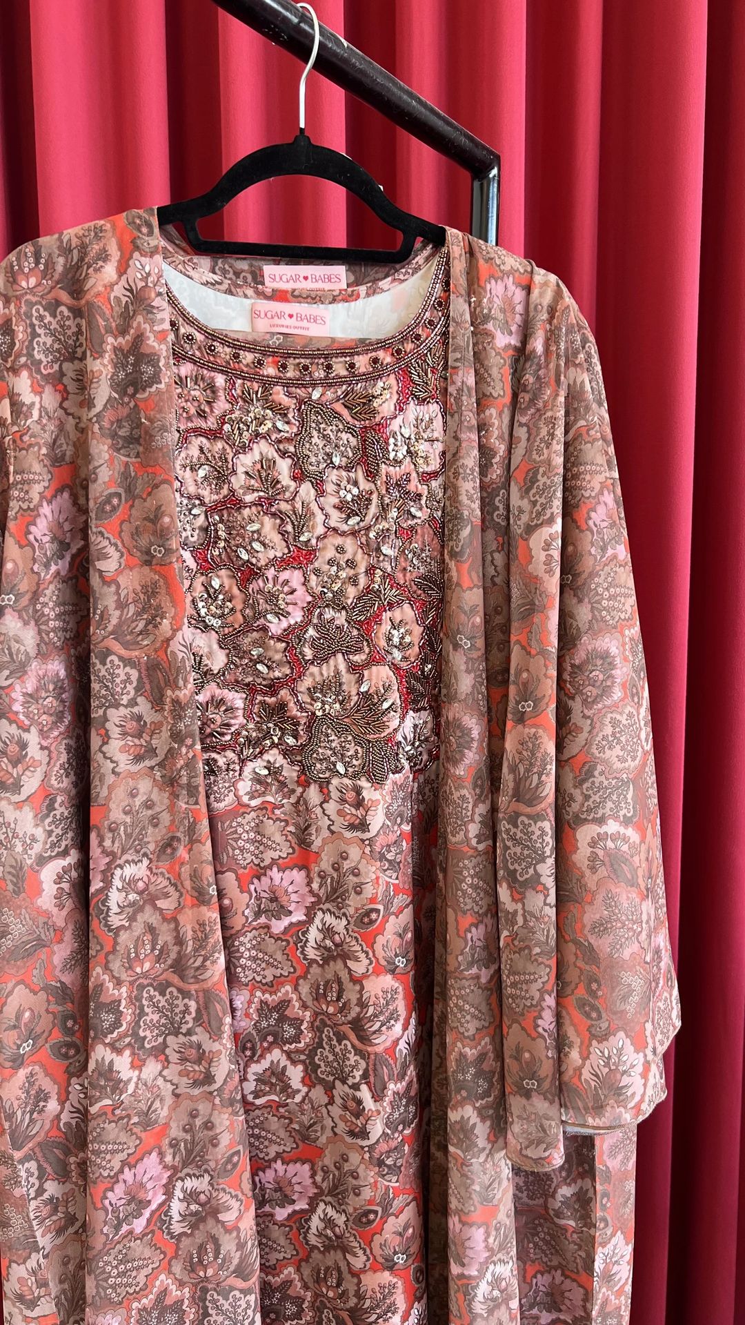 Satin Kaftan - Brown - 3