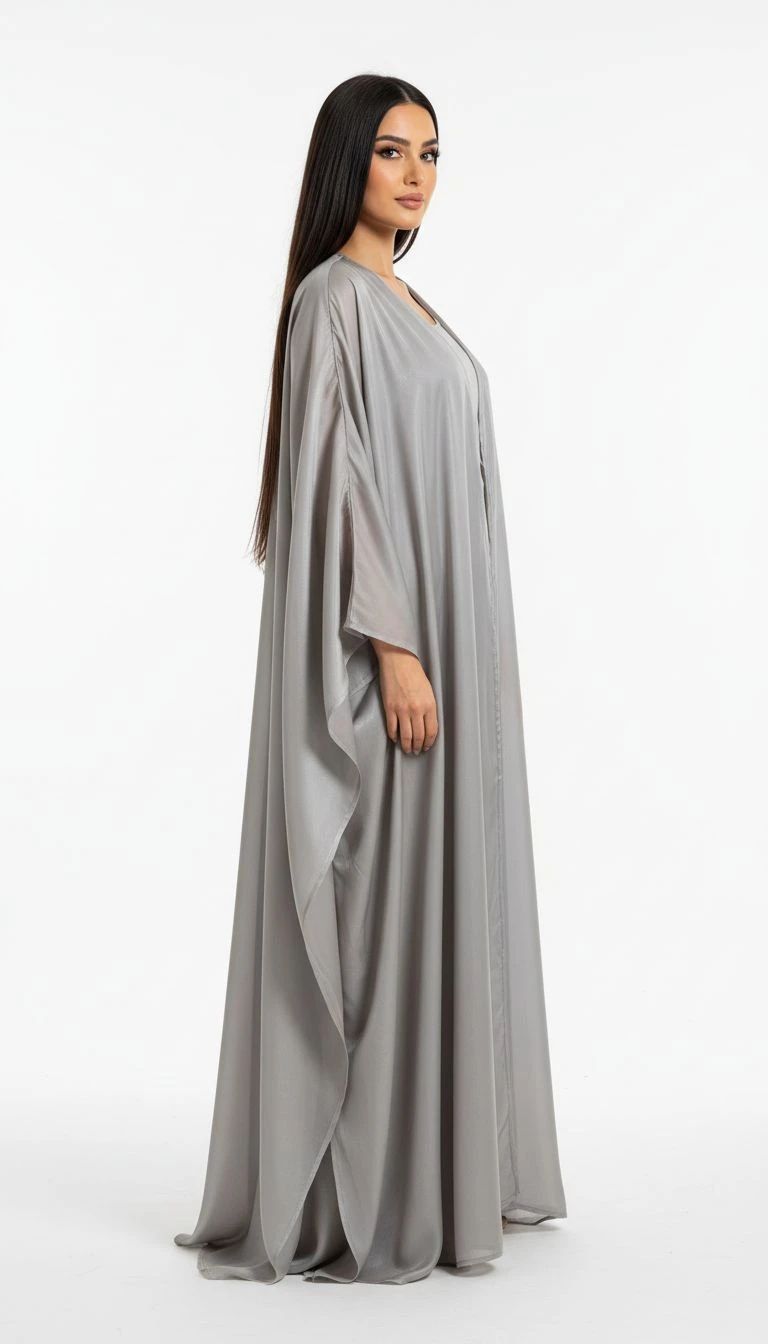 Organza Gray Abaya - 2
