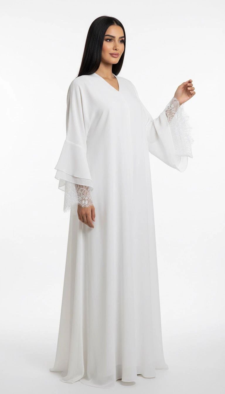 White Lace Abaya - 2