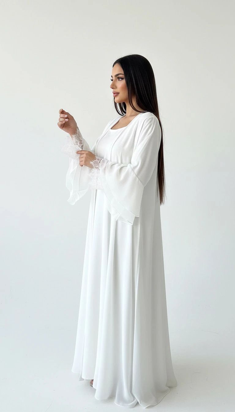 White Lace Abaya - 3