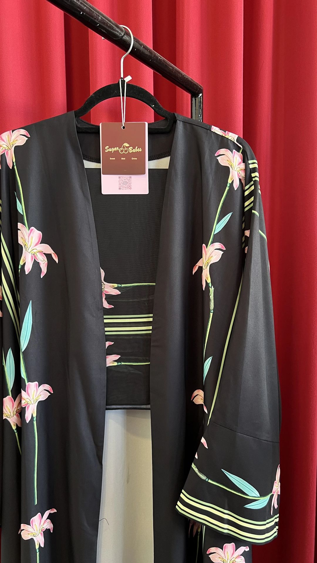 Flower Black Abaya - 4