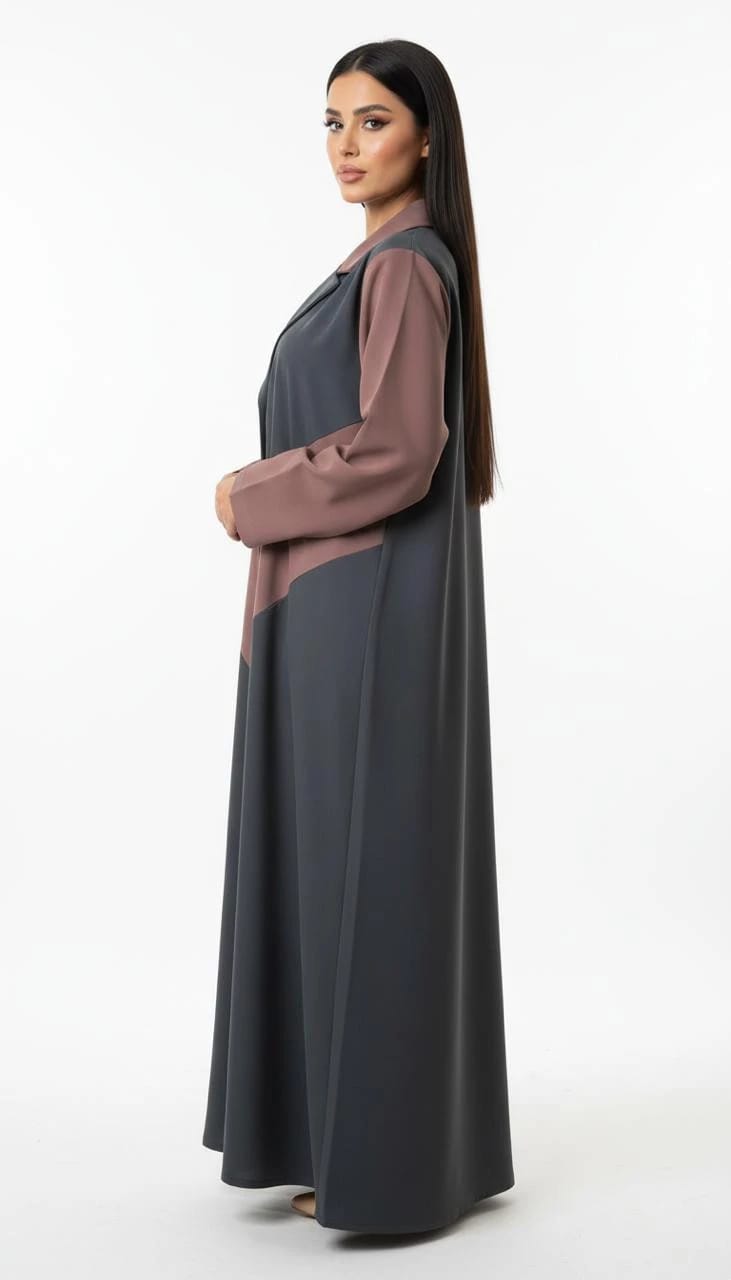 Gray/Rusty Pink Abaya - 3