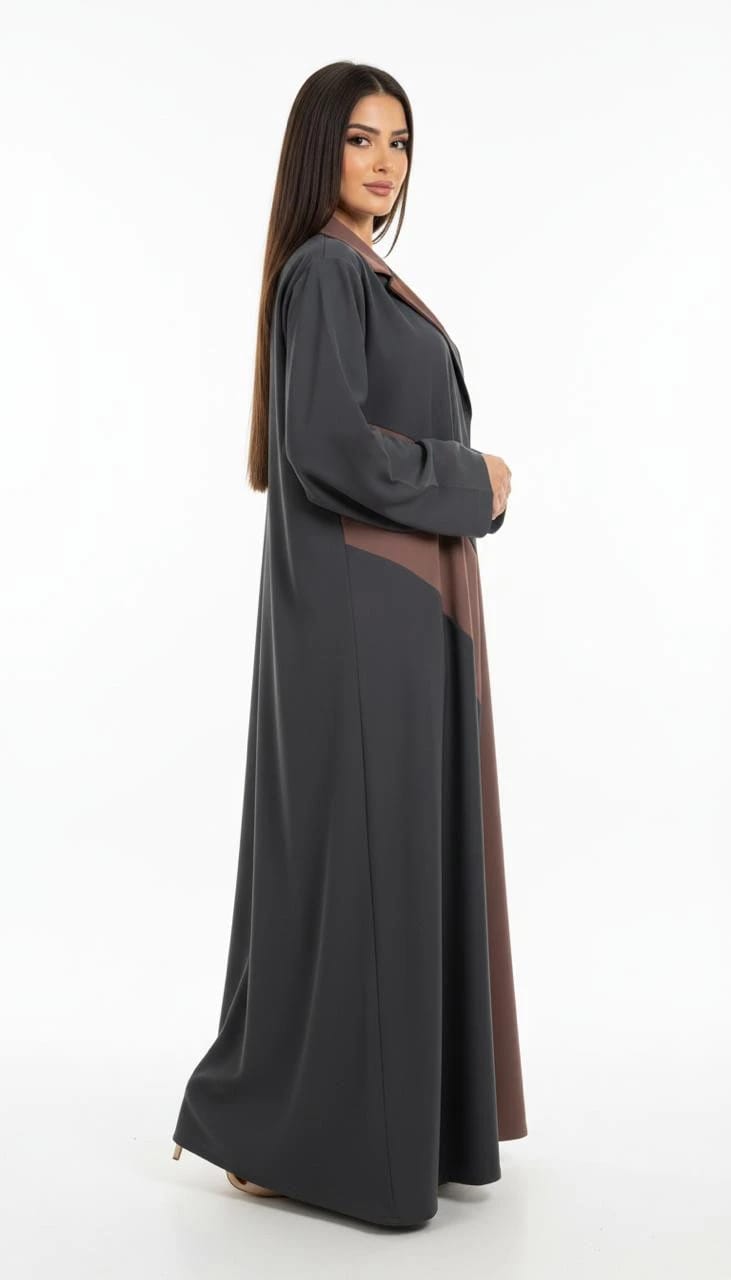Gray/Rusty Pink Abaya - 4