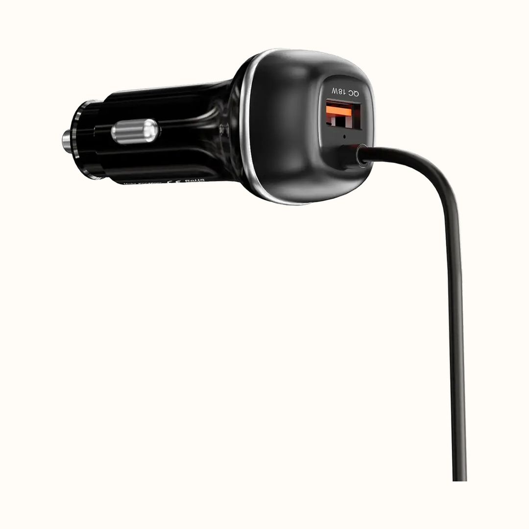 Powerology Nexar Smart Car Charger with Wireless CarPlay Adapter, 15W Magnetic Wireless Charging Holder, 51W Total Output (30W USB-C + 18W USB-A) - Black - 2